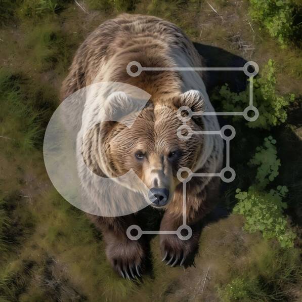 Intra Συλλεκτικό Ξύλινο Παζλ Plywood  4mm - Αεροφωτογραφία της καφέ αρκούδας που ξεκουράζεται Σε Ξύλινο Κουτί - Διαστάσεις: 10x10 cm – 25 κομμάτια