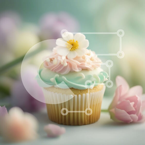 Σετ των 2 Intra Συλλεκτικό Ξύλινο Παζλ Plywood  4mm - Γλυκό cupcake με πανέμορφη διακόσμηση λουλουδιών Σε Ξύλινο Κουτί - Διαστάσεις: 10x10 cm – 25 κομμάτια