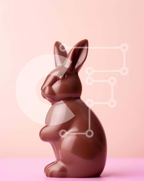 Intra Συλλεκτικό Ξύλινο Παζλ Plywood  4mm - Σοκολατένιο ειδώλιο λαγουδάκι σε πορτοκαλί φόντο για το Πάσχα Σε Ξύλινο Κουτί - Διαστάσεις: 10x10 cm – 25 κομμάτια