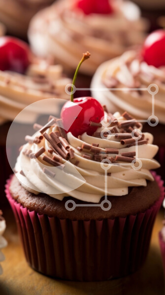 Intra Συλλεκτικό Ξύλινο Παζλ Plywood  4mm - Λαχταριστά Cupcakes σοκολάτας με ένα κεράσι από πάνω Σε Ξύλινο Κουτί - Διαστάσεις: 10x10 cm – 25 κομμάτια