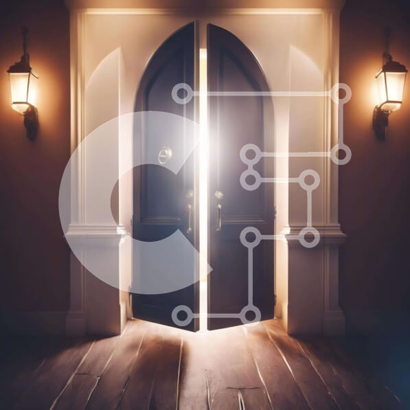 Intra Συλλεκτικό Ξύλινο Παζλ Plywood  4mm - Ανοιχτές πόρτες με λαμπτήρες μέσα σε ένα σκοτεινό δωμάτιο Σε Ξύλινο Κουτί - Διαστάσεις Puzzle: 10x10 cm – 25 κομμάτια