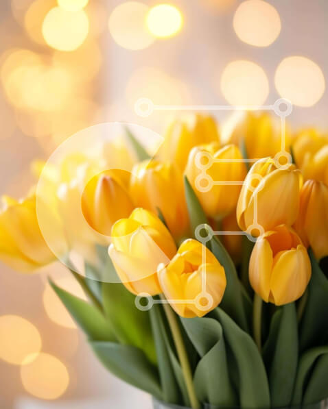 Intra Συλλεκτικό Ξύλινο Παζλ Plywood  4mm - Κίτρινες τουλίπες σε διαφανές γυάλινο βάζο σε λευκό φόντο Σε Ξύλινο Κουτί - Διαστάσεις: 10x10 cm – 25 κομμάτια