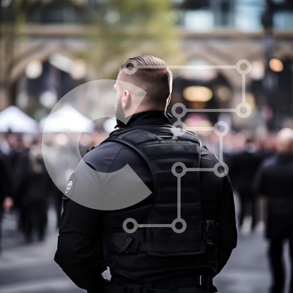 Intra Συλλεκτικό Ξύλινο Παζλ Plywood  4mm - Άνδρας με τα μαύρα που στέκεται στο αστικό περιβάλλον Σε Ξύλινο Κουτί - Διαστάσεις Puzzle: 10x10 cm – 25 κομμάτια