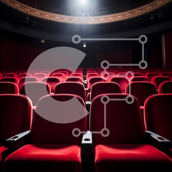 Intra Συλλεκτικό Ξύλινο Παζλ Plywood  4mm - Άδειο αμφιθέατρο με σειρές από κόκκινα καθίσματα και προβολείς Σε Ξύλινο Κουτί - Διαστάσεις Puzzle: 10x10 cm – 25 κομμάτια