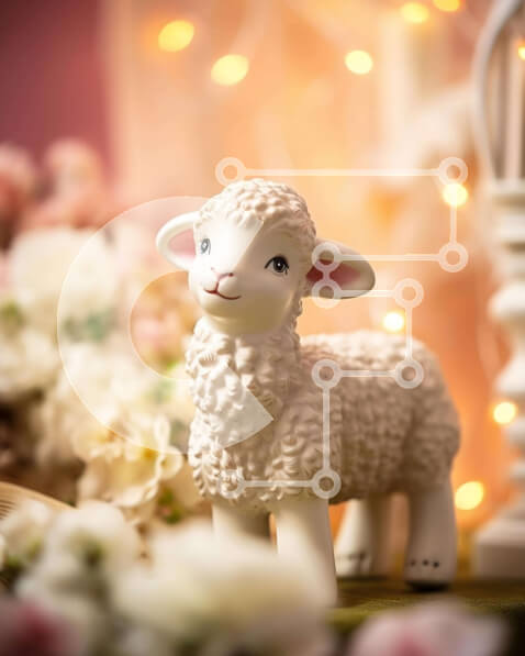 Intra Συλλεκτικό Ξύλινο Παζλ Plywood  4mm - Εορταστικό ειδώλιο προβάτων με λουλούδια και κεριά Σε Ξύλινο Κουτί - Διαστάσεις: 10x10 cm – 25 κομμάτια