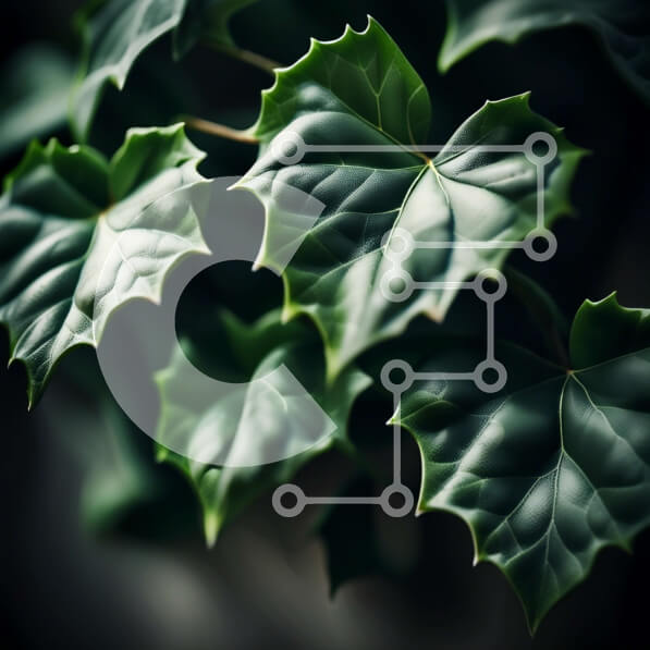 Intra Συλλεκτικό Ξύλινο Παζλ Plywood  4mm - Κοντινή όψη του φυλλώδους φυτού με πράσινα φύλλα και σκούρο φόντο Σε Ξύλινο Κουτί - Διαστάσεις: 10x10 cm – 25 κομμάτια