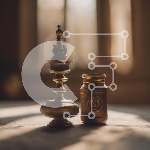 Intra Συλλεκτικό Ξύλινο Παζλ Plywood  4mm - Χρυσό σετ σκακιού και βάζο στο τραπέζι Σε Ξύλινο Κουτί - Διαστάσεις: 10x10 cm – 25 κομμάτια