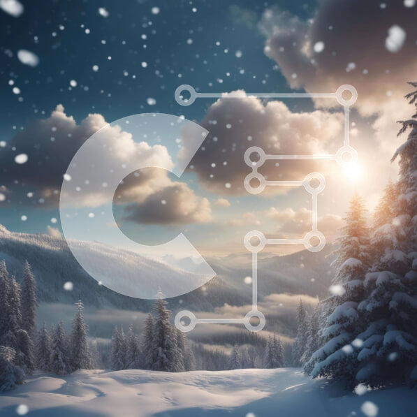 Intra Συλλεκτικό Ξύλινο Παζλ Plywood  4mm - Χιονισμένο τοπίο με δέντρα και χιόνι που πέφτει Σε Ξύλινο Κουτί - Διαστάσεις: 10x10 cm – 25 κομμάτια