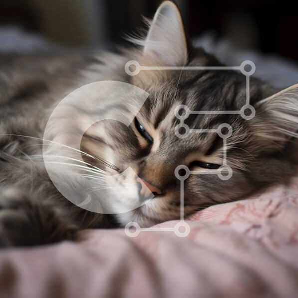 Intra Συλλεκτικό Ξύλινο Παζλ Plywood  4mm - Χαριτωμένη εικόνα της γάτας που κοιμάται σε ένα ροζ κρεβάτι Σε Ξύλινο Κουτί - Διαστάσεις: 10x10 cm – 25 κομμάτια