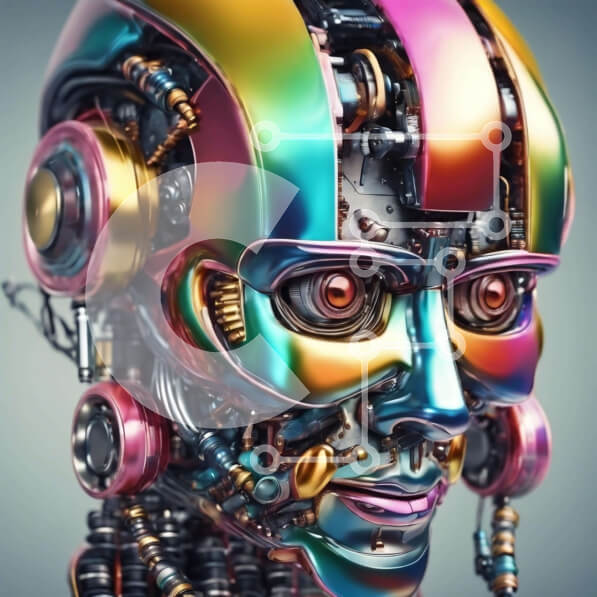 Intra Συλλεκτικό Ξύλινο Παζλ Plywood  4mm - Πολύχρωμο κεφάλι ρομπότ που αντιπροσωπεύει το μέλλον της ρομποτικής και της τεχνητής νοημοσύνης Σε Ξύλινο Κουτί - Διαστάσεις Puzzle: 10x10 cm – 25 κομμάτια