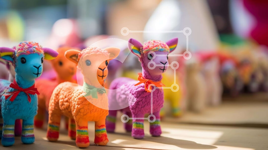 Intra Συλλεκτικό Ξύλινο Παζλ Plywood  4mm - Πολύχρωμες κούκλες λάμα στο τραπέζι Σε Ξύλινο Κουτί - Διαστάσεις: 10x10 cm – 25 κομμάτια