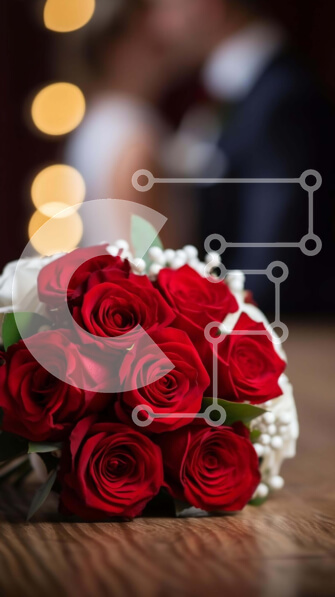 Intra Συλλεκτικό Ξύλινο Παζλ Plywood  4mm - Γιορτή αρραβώνων ή γάμου με κόκκινα τριαντάφυλλα σε ξύλινο τραπέζι Σε Ξύλινο Κουτί - Διαστάσεις: 10x10 cm – 25 κομμάτια