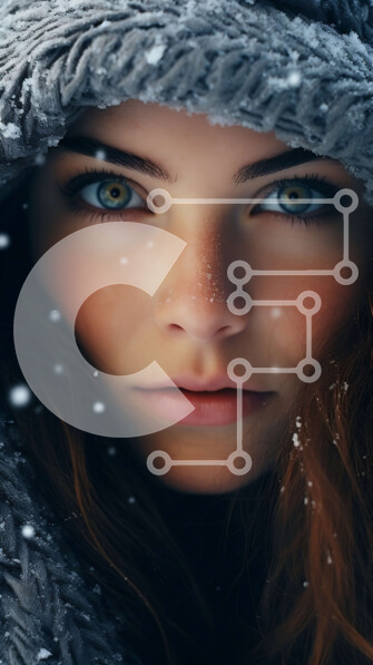 Intra Συλλεκτικό Ξύλινο Παζλ Plywood  4mm - Γυναίκα στο χιόνι που φορά σακάκι με κουκούλα Σε Ξύλινο Κουτί - Διαστάσεις Puzzle: 10x10 cm – 25 κομμάτια