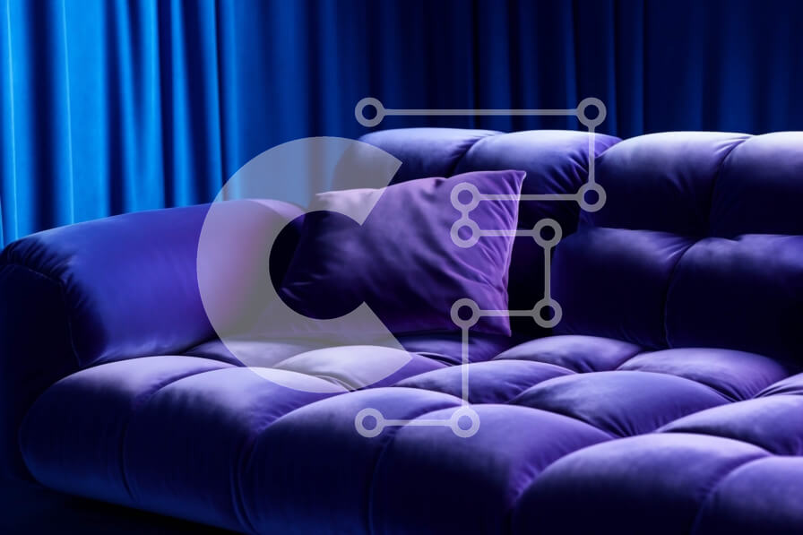 Intra Συλλεκτικό Ξύλινο Παζλ Plywood  4mm - Κομψό εσωτερικό με μωβ βελούδινο καναπέ και ξύλινο τραπεζάκι σαλονιού Σε Ξύλινο Κουτί - Διαστάσεις Puzzle: 10x10 cm – 25 κομμάτια