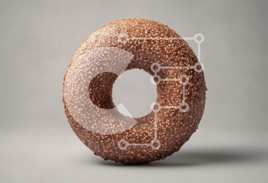 Σετ των 2 Intra Συλλεκτικό Ξύλινο Παζλ Plywood  4mm - Φρεσκοψημένο ντόνατ με ψεκασμούς σε γκρι φόντο Σε Ξύλινο Κουτί - Διαστάσεις: 10x10 cm – 25 κομμάτια