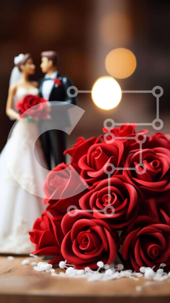 Intra Συλλεκτικό Ξύλινο Παζλ Plywood  4mm - Ειδώλιο νύφης και γαμπρού με κόκκινα τριαντάφυλλα και κρύσταλλα Σε Ξύλινο Κουτί - Διαστάσεις: 10x10 cm – 25 κομμάτια