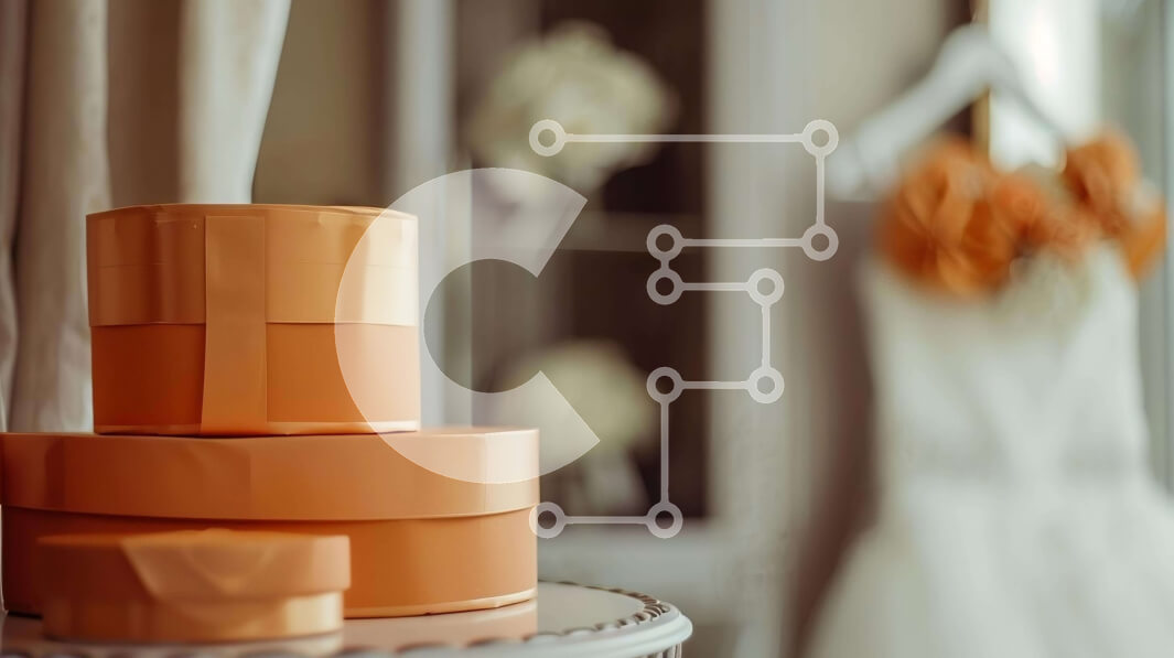 Intra Συλλεκτικό Ξύλινο Παζλ Plywood  4mm - Προετοιμασία γάμου με πορτοκαλί κουτιά και φόρεμα στο φόντο Σε Ξύλινο Κουτί - Διαστάσεις: 10x10 cm – 25 κομμάτια