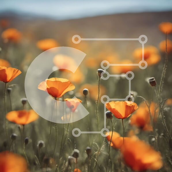 Intra Συλλεκτικό Ξύλινο Παζλ Plywood  4mm - Πεδίο με πορτοκαλί παπαρούνες σε πλήρη άνθιση μια ημέρα με καθαρό μπλε ουρανό Σε Ξύλινο Κουτί - Διαστάσεις: 10x10 cm – 25 κομμάτια