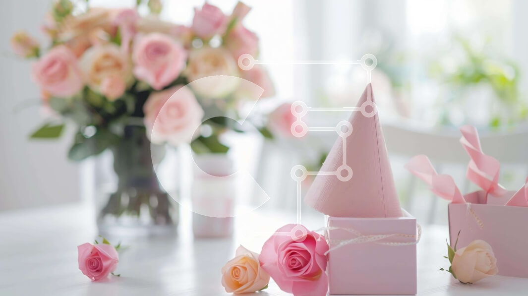 Intra Συλλεκτικό Ξύλινο Παζλ Plywood  4mm - Εορταστικό τραπέζι με ροζ τριαντάφυλλα και μπαλόνια Σε Ξύλινο Κουτί - Διαστάσεις: 10x10 cm – 25 κομμάτια