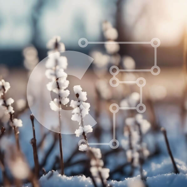 Intra Συλλεκτικό Ξύλινο Παζλ Plywood  4mm - Χιονισμένο χωράφι με φυτά και ηλιακό φως Σε Ξύλινο Κουτί - Διαστάσεις: 10x10 cm – 25 κομμάτια