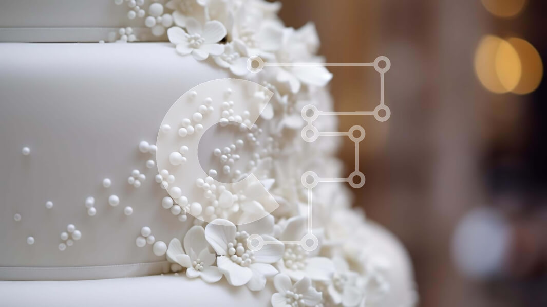 Σετ των 2 Intra Συλλεκτικό Ξύλινο Παζλ Plywood  4mm - Κομψή γαμήλια τούρτα τριών επιπέδων με λευκά λουλούδια και πέρλες Σε Ξύλινο Κουτί - Διαστάσεις: 10x10 cm – 25 κομμάτια