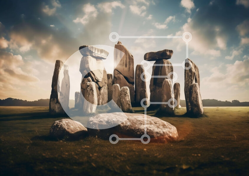 Intra Συλλεκτικό Ξύλινο Παζλ Plywood  4mm - Στόουνχεντζ σε ανοιχτό χορτάρι Σε Ξύλινο Κουτί - Διαστάσεις Puzzle: 10x10 cm – 25 κομμάτια