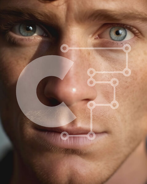 Intra Συλλεκτικό Ξύλινο Παζλ Plywood  4mm - Πορτρέτο ενός άνδρα με γαλάζια μάτια και φακίδες Σε Ξύλινο Κουτί - Διαστάσεις Puzzle: 10x10 cm – 25 κομμάτια