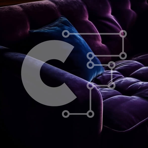 Intra Συλλεκτικό Ξύλινο Παζλ Plywood  4mm - Κομψή εσωτερική διακόσμηση: Μωβ καναπές με μπλε μαξιλάρι Σε Ξύλινο Κουτί - Διαστάσεις Puzzle: 10x10 cm – 25 κομμάτια