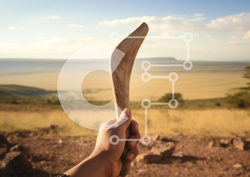 Intra Συλλεκτικό Ξύλινο Παζλ Plywood  4mm - Χέρι που κρατά το ξύλινο ραβδί σε φυσικό τοπίο Σε Ξύλινο Κουτί - Διαστάσεις: 10x10 cm – 25 κομμάτια