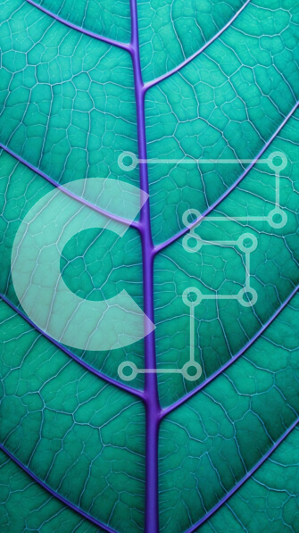 Σετ των 2 Intra Συλλεκτικό Ξύλινο Παζλ Plywood  4mm - Κοντινό πλάνο ενός φρέσκου πράσινου φύλλου με μπλε φλέβα Σε Ξύλινο Κουτί - Διαστάσεις: 10x10 cm – 25 κομμάτια