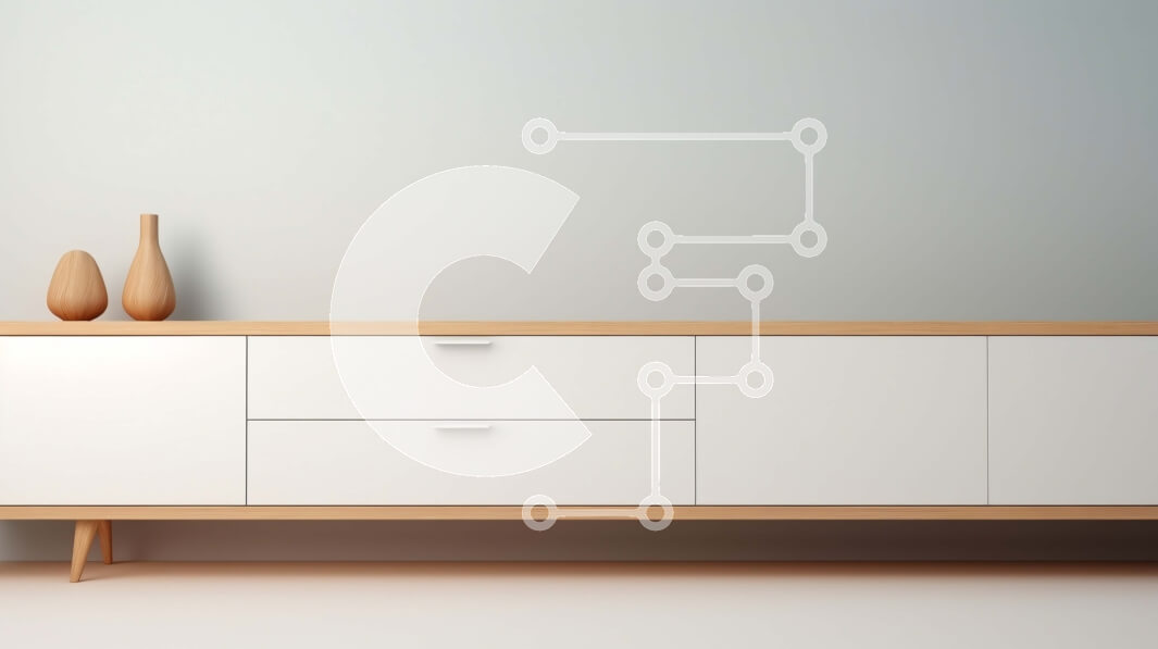 Intra Συλλεκτικό Ξύλινο Παζλ Plywood  4mm - Μοντέρνος λευκός μπουφές με δύο συρτάρια και ράφι Σε Ξύλινο Κουτί - Διαστάσεις Puzzle: 10x10 cm – 25 κομμάτια