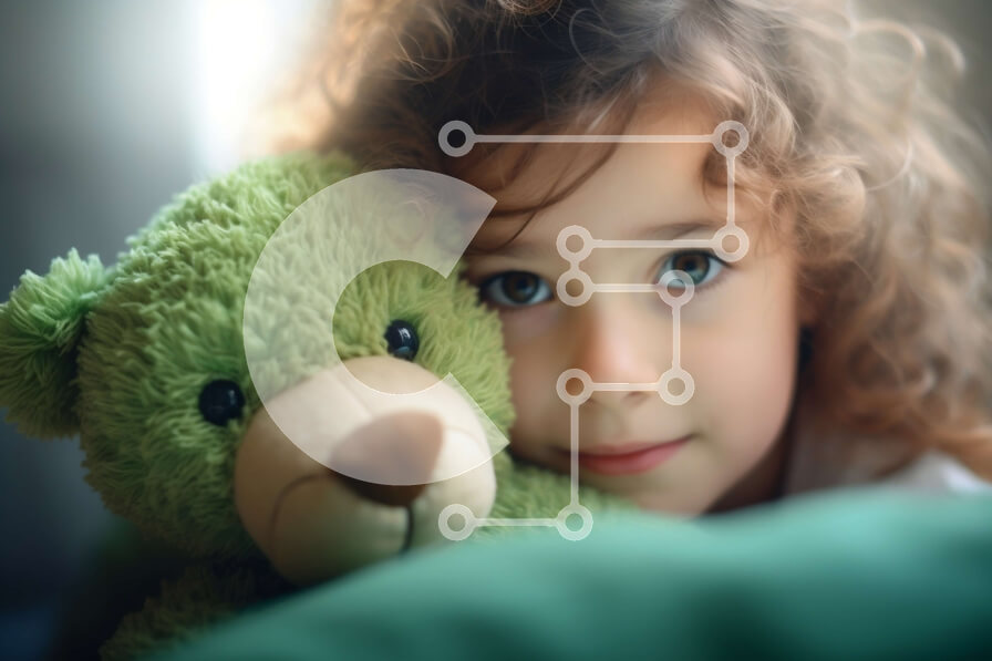 Intra Συλλεκτικό Ξύλινο Παζλ Plywood  4mm - Αξιολάτρευτη εικόνα ενός κοριτσιού που αγκαλιάζει ένα γεμιστό αρκουδάκι Σε Ξύλινο Κουτί - Διαστάσεις Puzzle: 10x10 cm – 25 κομμάτια