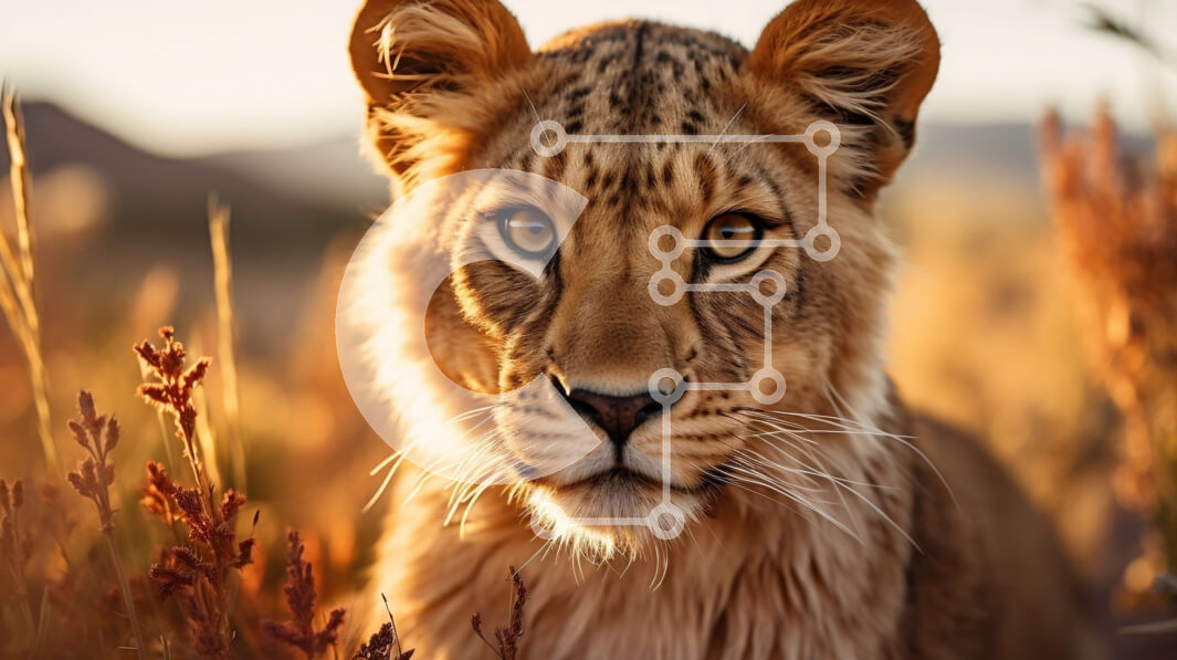 Σετ των 2 Intra Συλλεκτικό Ξύλινο Παζλ Plywood  4mm - Αξιολάτρευτο Lion Cub στο ψηλό γρασίδι Σε Ξύλινο Κουτί - Διαστάσεις: 10x10 cm – 25 κομμάτια