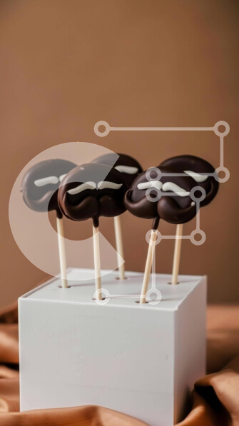 Intra Συλλεκτικό Ξύλινο Παζλ Plywood  4mm - Εμφάνιση επιδορπίων με μουστάκι σοκολάτας Σε Ξύλινο Κουτί - Διαστάσεις: 10x10 cm – 25 κομμάτια