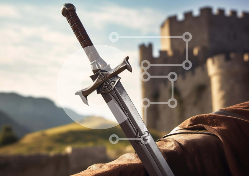 Intra Συλλεκτικό Ξύλινο Παζλ Plywood  4mm - Σπαθί και Κάστρο Σε Ξύλινο Κουτί - Διαστάσεις: 10x10 cm – 25 κομμάτια