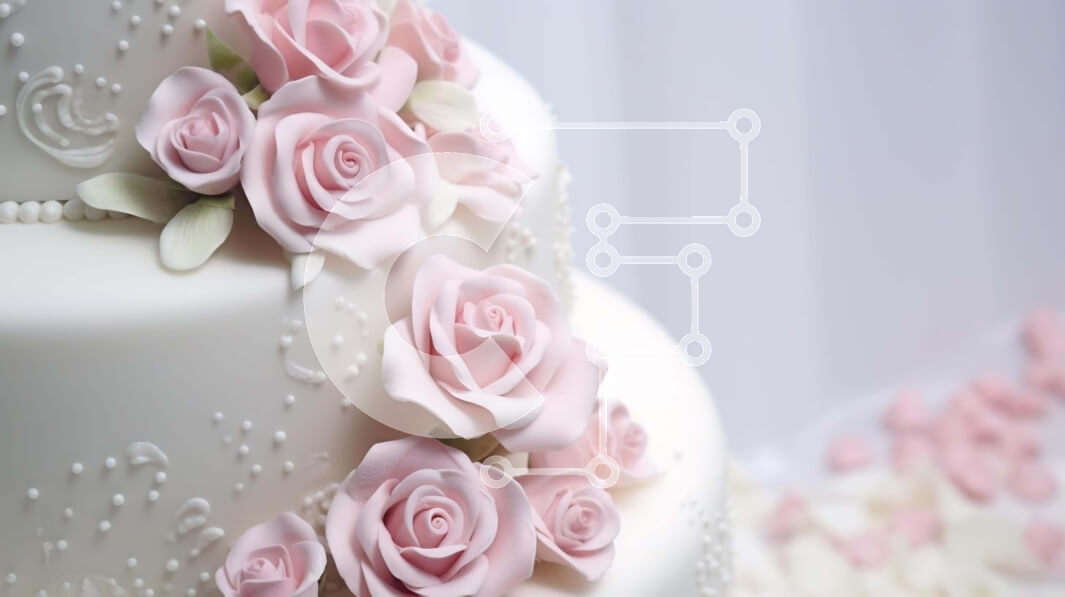 Σετ των 2 Intra Συλλεκτικό Ξύλινο Παζλ Plywood  4mm - Λευκή γαμήλια τούρτα με ροζ τριαντάφυλλα και φοντάν Σε Ξύλινο Κουτί - Διαστάσεις: 10x10 cm – 25 κομμάτια