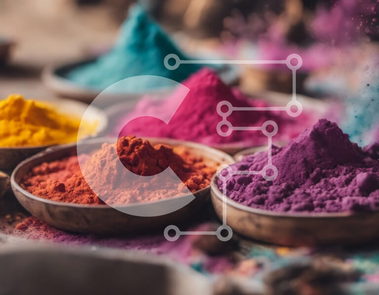 Intra Συλλεκτικό Ξύλινο Παζλ Plywood  4mm - Πολύχρωμες πούδρες σε μικρά μπολ σε ξύλινη επιφάνεια Σε Ξύλινο Κουτί - Διαστάσεις Puzzle: 10x10 cm – 25 κομμάτια