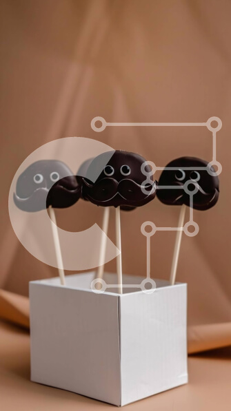 Intra Συλλεκτικό Ξύλινο Παζλ Plywood  4mm - Σοκολατένια μουστάκι λαχανικά και cupcakes σε λευκό κουτί Σε Ξύλινο Κουτί - Διαστάσεις: 10x10 cm – 25 κομμάτια