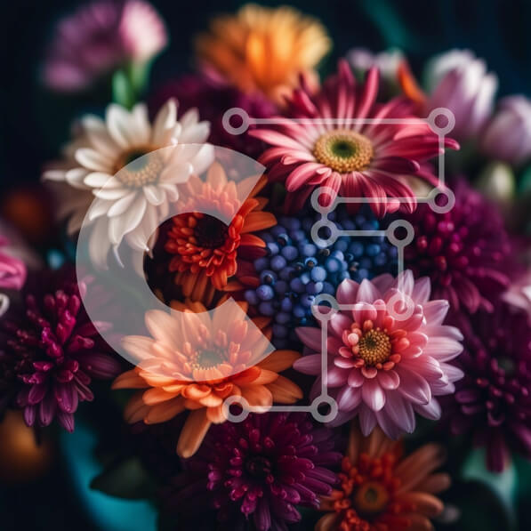 Intra Συλλεκτικό Ξύλινο Παζλ Plywood  4mm - Ζωντανό μπουκέτο λουλουδιών σε διαφανές γυάλινο βάζο σε σκούρο φόντο Σε Ξύλινο Κουτί - Διαστάσεις: 10x10 cm – 25 κομμάτια