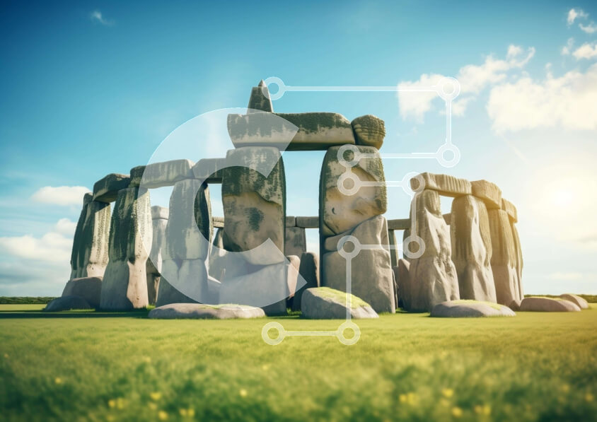 Intra Συλλεκτικό Ξύλινο Παζλ Plywood  4mm - Στόουνχεντζ, ένα αρχαίο μνημείο με το φως του ήλιου Σε Ξύλινο Κουτί - Διαστάσεις Puzzle: 10x10 cm – 25 κομμάτια