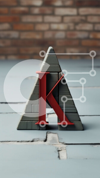 Intra Συλλεκτικό Ξύλινο Παζλ Plywood  4mm - Αφηρημένο γράμμα K από κόκκινο και λευκό μπλοκ Σε Ξύλινο Κουτί - Διαστάσεις Puzzle: 10x10 cm – 25 κομμάτια