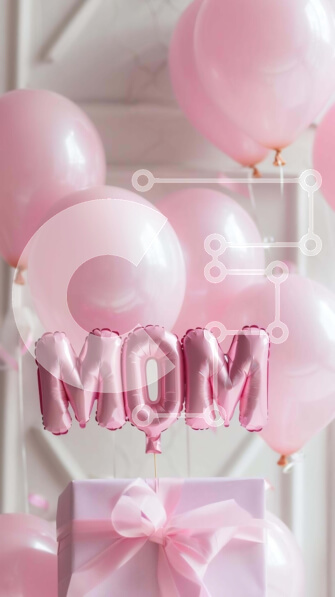 Intra Συλλεκτικό Ξύλινο Παζλ Plywood  4mm - Γιορτή της Ημέρας της Μητέρας με ροζ πύργο μπαλονιών και κουτί δώρου Σε Ξύλινο Κουτί - Διαστάσεις: 10x10 cm – 25 κομμάτια