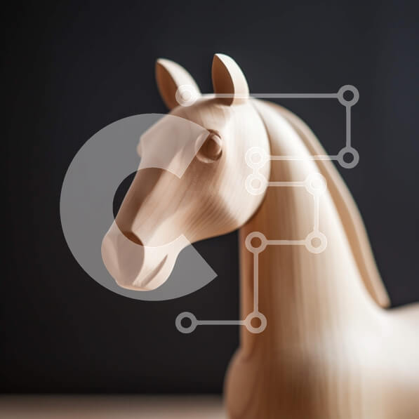 Intra Συλλεκτικό Ξύλινο Παζλ Plywood  4mm - Όμορφο ξύλινο άγαλμα αλόγων σε ένα τραπέζι Σε Ξύλινο Κουτί - Διαστάσεις: 10x10 cm – 25 κομμάτια