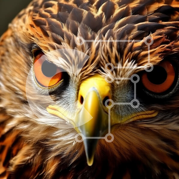 Intra Συλλεκτικό Ξύλινο Παζλ Plywood  4mm - Εκπληκτική κοντινή πλάνο του προσώπου ενός αρπακτικού πουλιού με ζωηρά φτερά Σε Ξύλινο Κουτί - Διαστάσεις: 10x10 cm – 25 κομμάτια