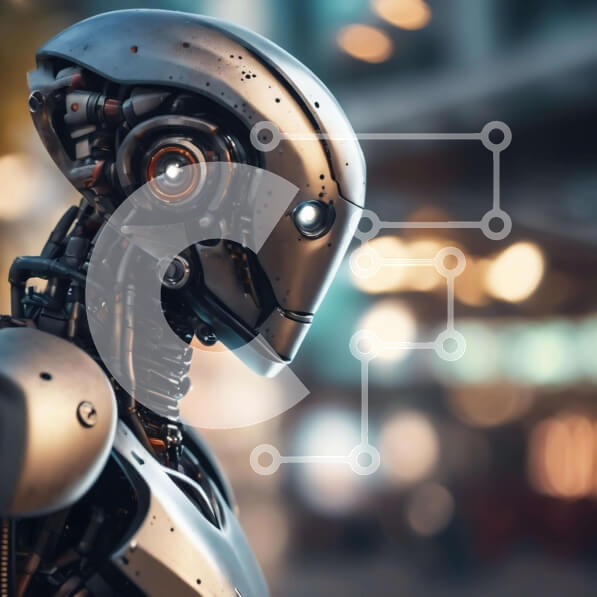 Intra Συλλεκτικό Ξύλινο Παζλ Plywood  4mm - Κοντινό πλάνο του κεφαλιού του ρομπότ με εστιασμένα μάτια Σε Ξύλινο Κουτί - Διαστάσεις Puzzle: 10x10 cm – 25 κομμάτια