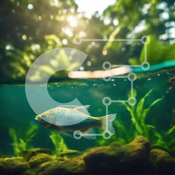 Intra Συλλεκτικό Ξύλινο Παζλ Plywood  4mm - Ψάρια που κολυμπούν σε ενυδρείο με φυτά και φύκια Σε Ξύλινο Κουτί - Διαστάσεις: 10x10 cm – 25 κομμάτια