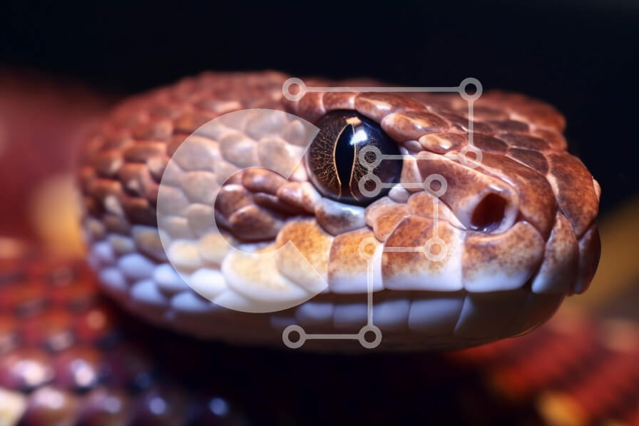 Σετ των 2 Intra Συλλεκτικό Ξύλινο Παζλ Plywood  4mm - Εκπληκτική εικόνα του κεφαλιού ενός φιδιού με ορατούς κυνόδοντες και μοναδικό μοτίβο Σε Ξύλινο Κουτί - Διαστάσεις: 10x10 cm – 25 κομμάτια