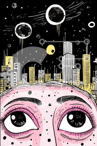 Intra Συλλεκτικό Ξύλινο Παζλ Plywood  4mm - Γυναικείο πρόσωπο με πλανήτες στον ουρανό Σε Ξύλινο Κουτί - Διαστάσεις Puzzle: 10x10 cm – 25 κομμάτια