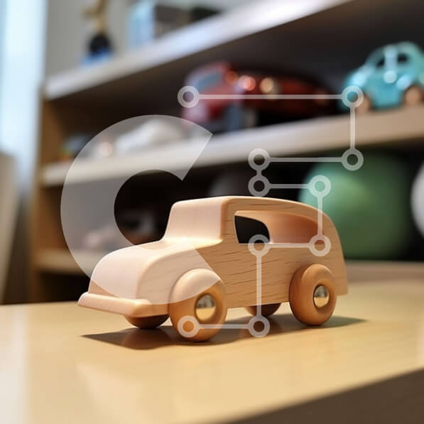 Intra Συλλεκτικό Ξύλινο Παζλ Plywood  4mm - Ξύλινο αυτοκίνητο παιχνιδιών σε ξύλινο τραπέζι με διάφορα παιχνίδια Σε Ξύλινο Κουτί - Διαστάσεις: 10x10 cm – 25 κομμάτια