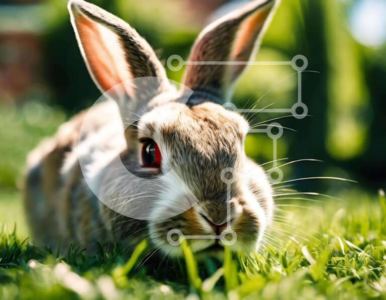 Σετ των 2 Intra Συλλεκτικό Ξύλινο Παζλ Plywood  4mm - Κουνέλι ξαπλωμένο στο γρασίδι με τα μάτια κλειστά και τα αυτιά ψηλά Σε Ξύλινο Κουτί - Διαστάσεις: 10x10 cm – 25 κομμάτια